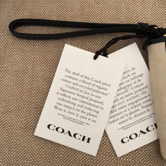 Large corner COACH Zip Wristlet in signature Jacquard Stripe- New Bags